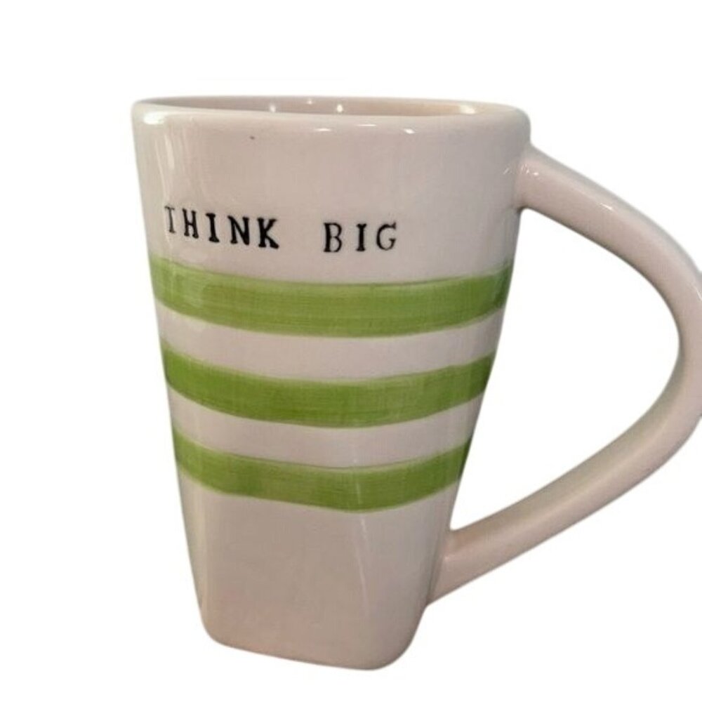 Magenta Exclusive Ceramic "Think Big" Mug With Green Stripes